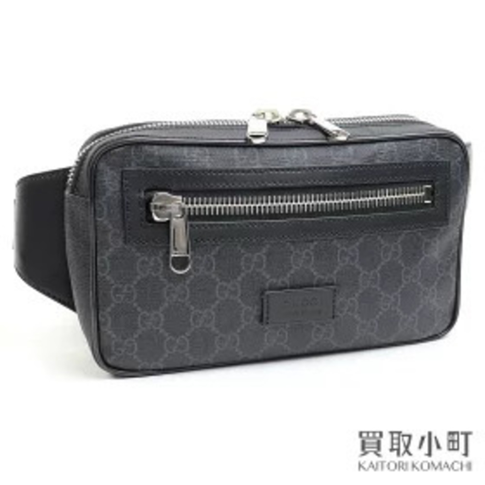Gucci Soft GG Supreme Canvas Belt Bag Black Gray Web Hip Crossbody Plus